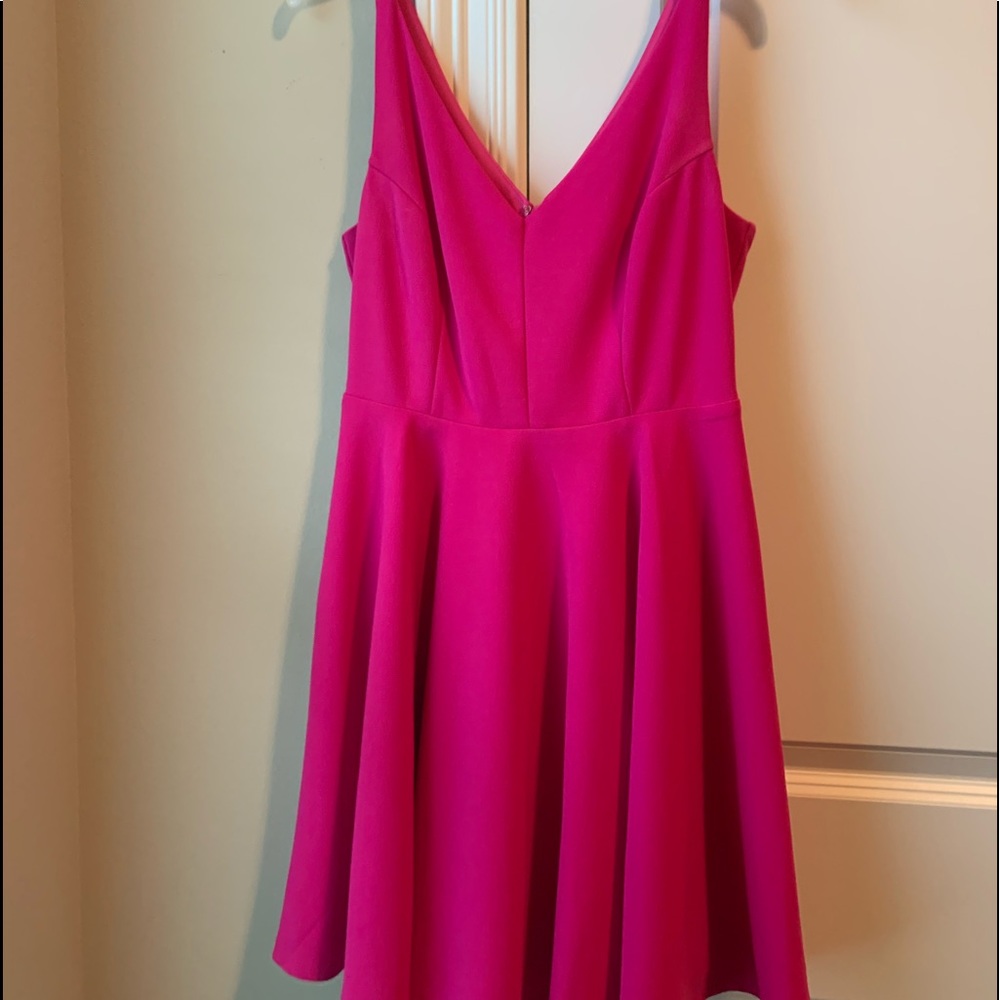 Pink skater dress.
